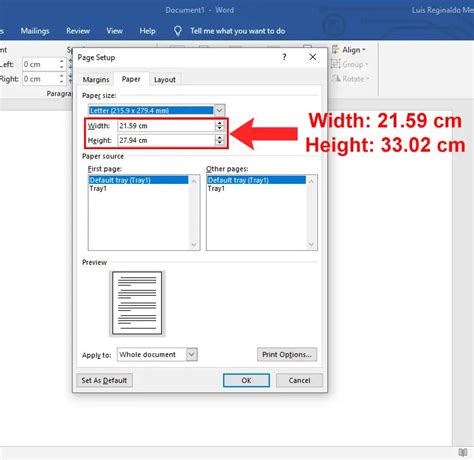 Long Bond Paper Size Dimensions and MS Word Settings .